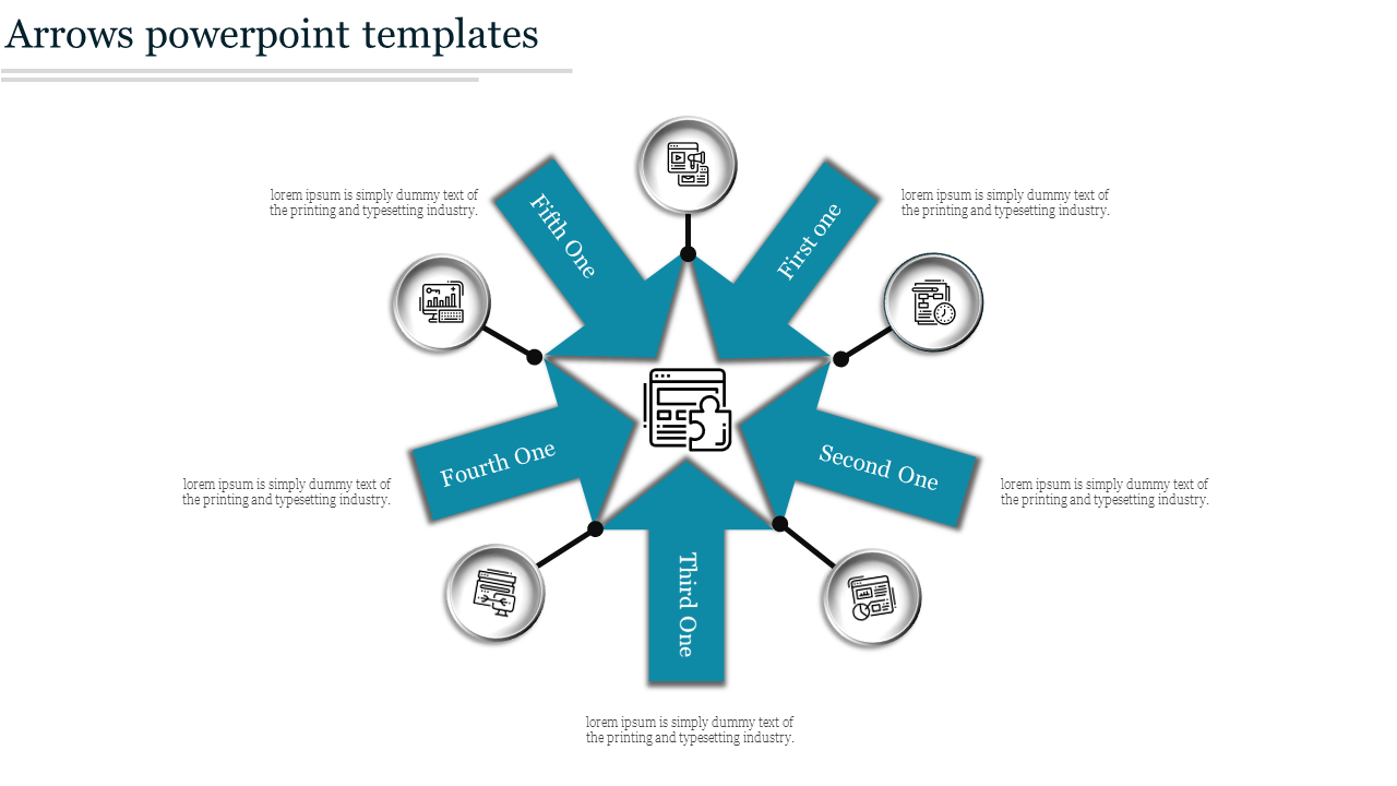 Our Predesigned Arrows PowerPoint Templates In Blue Color
